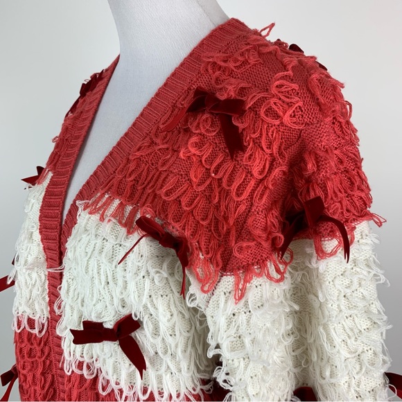 Mighty Fine Christmas Pink Bow Loop Cardigan Sweater Large - Picture 10 of 15